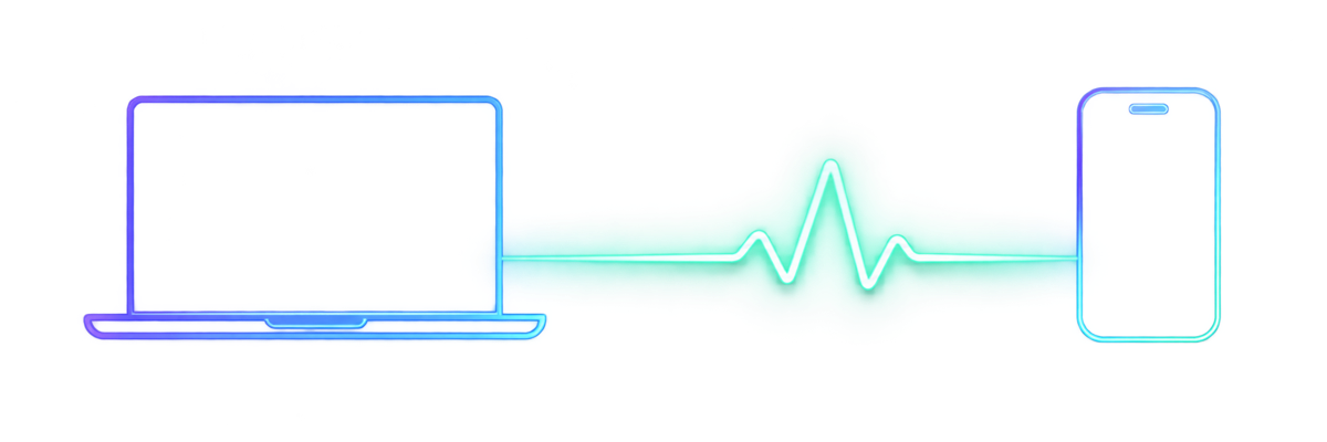 A Mac and mobile device connected by a secure signal